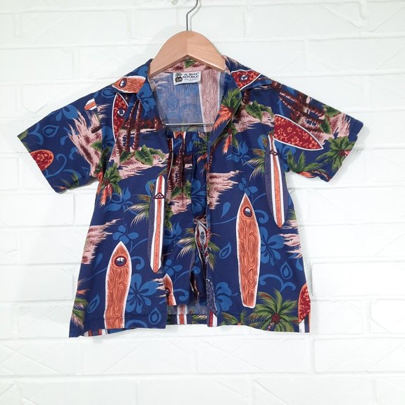 Aloha Republic Toddler Hawaii Surf Boards & Palm Tree Print Shirt Shorts Set 4T - Picture 1 of 10
